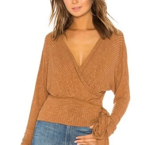 Free People We The Free East Coast Wrap Sweater In Moroccan Spice Size Small - Picture 2 of 6